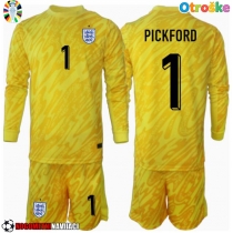 Otroške Nogometnih dresov Anglija Jordan Pickford #1 Vratar Gostujoči EP 2024 Dolgi rokavi (+ hlače)